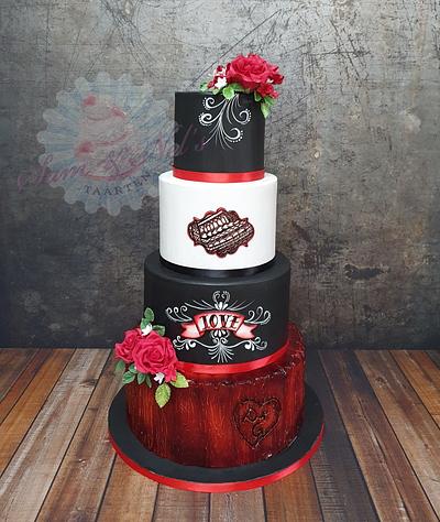 Tattoo style wedding cake - Cake by Sam & Nel's Taarten