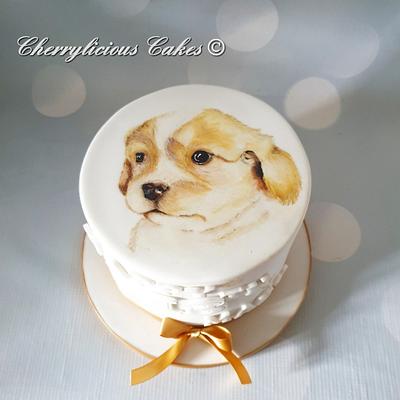 Hand Painted Puppy - Cake by Victoria - Cherrylicious Cakes