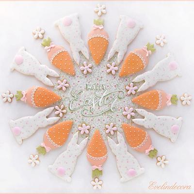 Flowers carrots and bunnies cookies  - Cake by Evelindecora