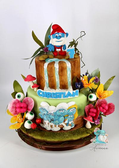 Smurfs Cake —- the lost Village  - Cake by Arianna