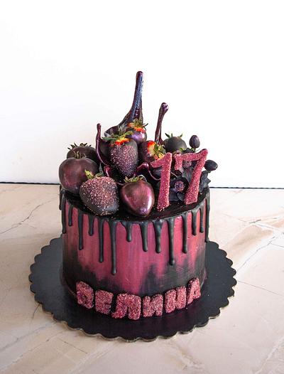 Black and burgundy cake  - Cake by TortIva