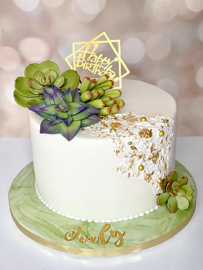 Succulents and gold  - Cake by slimkim
