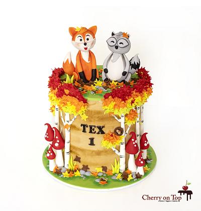 Autumn Woodland Cake 🦊🐺🍁🍄🍂 - Cake by Cherry on Top Cakes