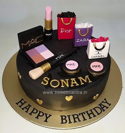 Black and Gold shopping cake - Cake by Sweet Mantra Homemade Customized Cakes Pune
