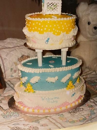 Playful Sheep Baby Shower Cake - Cake by Julia 
