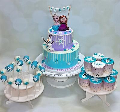 Elsa Anna dessert table for girls birthday - Cake by Sweet Mantra Homemade Customized Cakes Pune