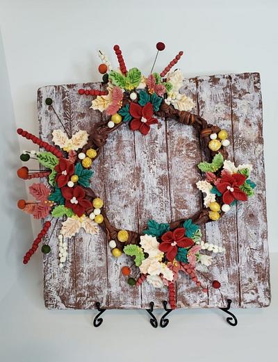 Christmas Wreath collaboration  - Cake by Loe Ortiz 