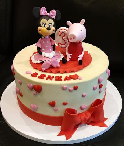 Peppa Pig and Minnie Mouse - Cake by OSLAVKA