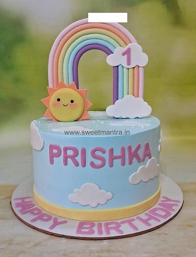 Rainbow cake for girl's 1st birthday - Cake by Sweet Mantra Homemade Customized Cakes Pune