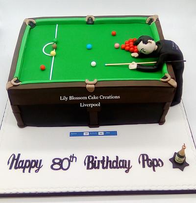 Snooker Table 80th Birthday Cake - Cake by Lily Blossom Cake Creations