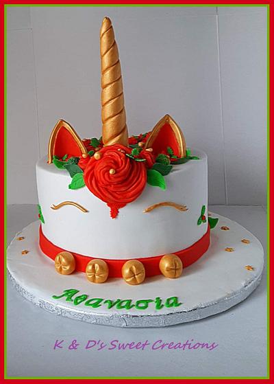 Christmas unicorn birthday cake  - Cake by Konstantina - K & D's Sweet Creations