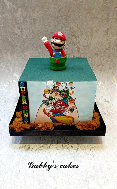 Handpainted Mario - Cake by Gabby's cakes