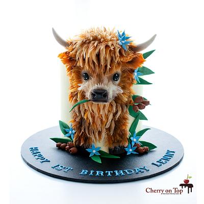 Baby Highland Cow Cake  - Cake by Cherry on Top Cakes