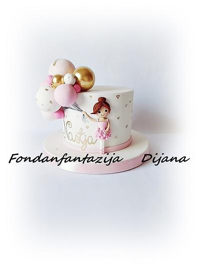Baby girl with ballons - Cake by Fondantfantasy