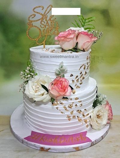 Floral Engagement cake in 2 tier - Cake by Sweet Mantra Homemade Customized Cakes Pune