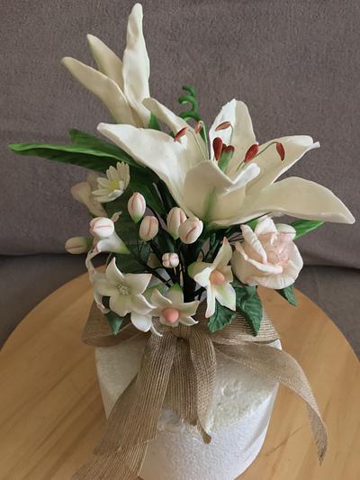 White wedding bouquet  - Cake by Zuzana