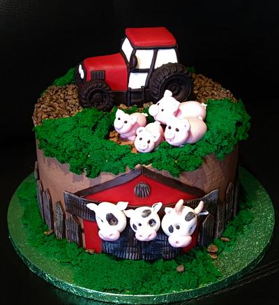 tractor and animals - Cake by OSLAVKA