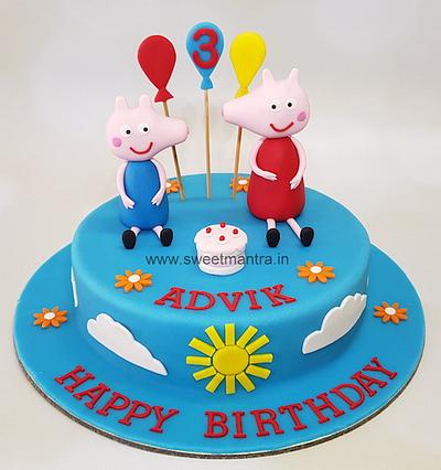 Peppa pig family cake - Cake by Sweet Mantra Homemade Customized Cakes Pune