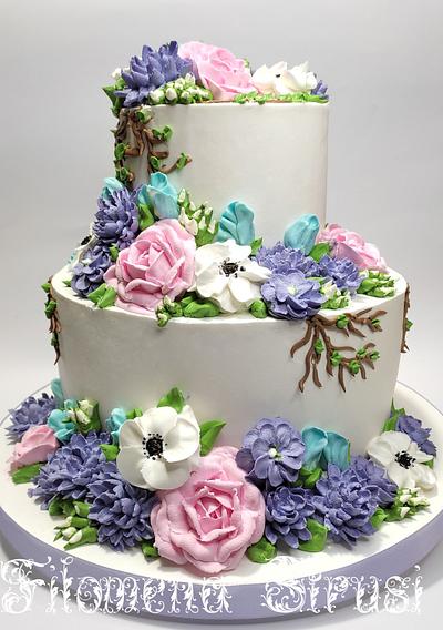 Whippingcream flower cake - Cake by Filomena
