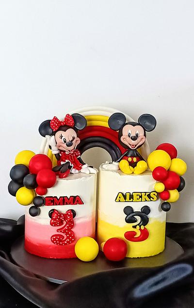 Mickey and Minnie mouse cake for my twins 3rd birthday! - Cake by Julieta