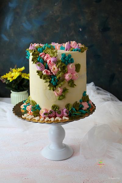 Buttercream rose cake  - Cake by Rana Eid