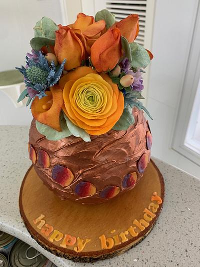 vase cake with flowers - Cake by alek0