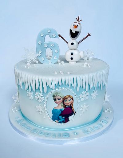 Frozen Elsa & Anna birthday cake with olaf - Cake by Gina Molyneux