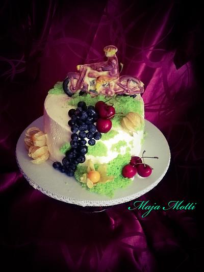 Fruit's cake with chocolate motorcykle - Cake by Maja Motti