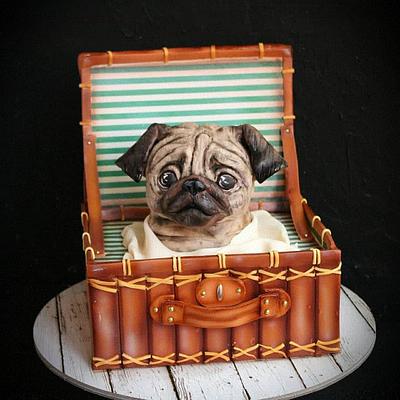 Мопс  в чемодане  - Cake by Екатерина Андриянова 