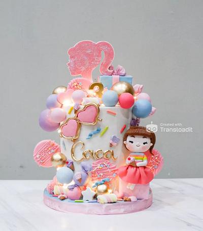 Girly 'Barbie-ish' Fondant Cake - Cake by Dapoer Nde