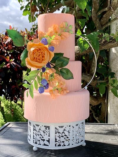 Peach floral hoop - Cake by The Elusive Cake Company