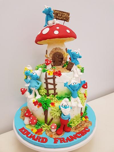 The smurfs party cake - Cake by Ionela Velniceriu
