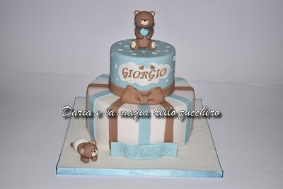 teddy bear baptism cake - Cake by Daria Albanese