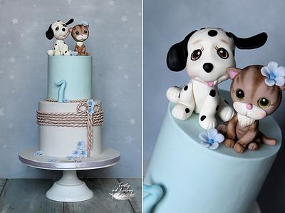 Little doggy and kitten  - Cake by Lorna