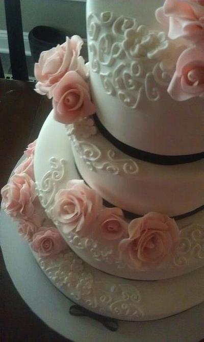 Pink rose wedding cake - Cake by Pam from My Sweeter Side