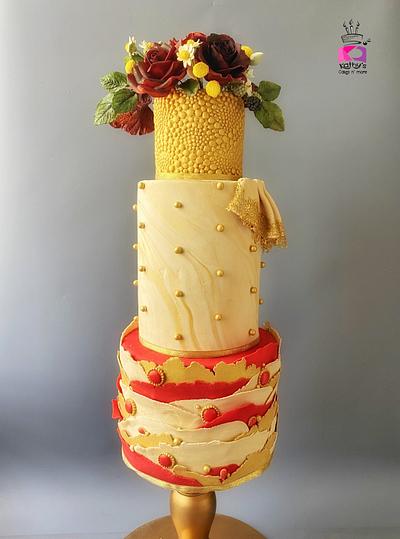 Red and Gold Wedding Cake - Cake by Chanda Rozario