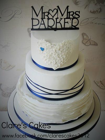 Navy Wedding Cake - Cake by Clare's Cakes - Leicester