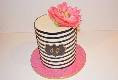 Elegant Stripe Cake with Sugar Poppy!  - Cake by Seema Acharya