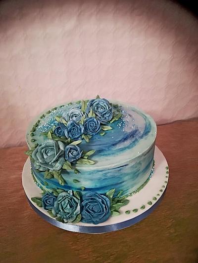 Cake with creamy roses - Cake by Jitka