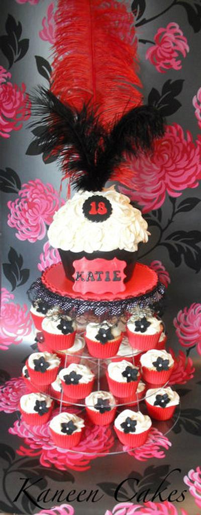 Burlesque themed giant cupcake and smaller cupcakes - Cake by Shalona Kaneen