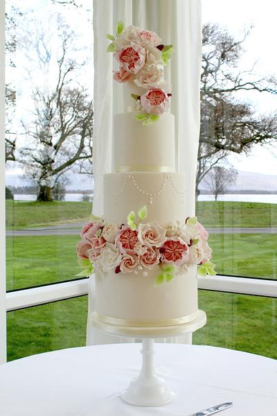 Blush Spring Wildflower Wedding Cake - Cake by Rosewood Cakes