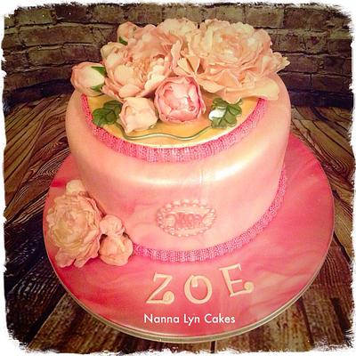 Peonies - Cake by Nanna Lyn Cakes