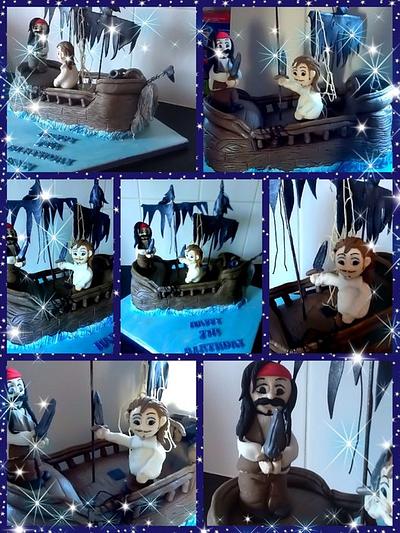 Pirates of the Carribean, black pearl, Jack Sparrow & Will Turner - Cake by Louise