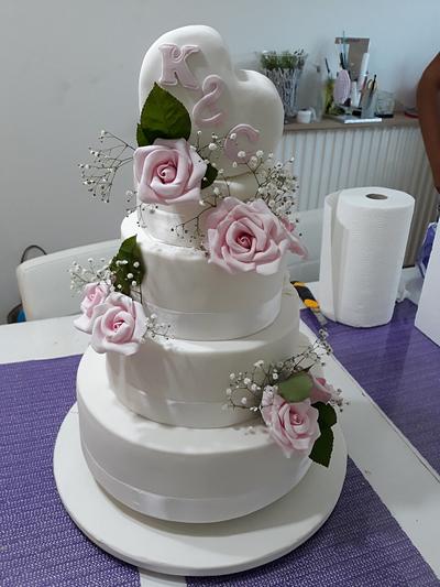 Double sided wedding cake. - Cake by Sandy