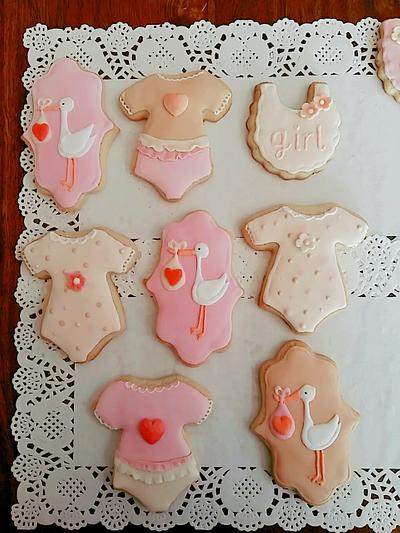 Baby Shower Cookies_ Baby Girl - Cake by Bakes by D