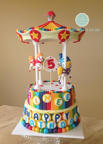 Rainbow Carousel Cake!! - Cake by ChloeSugarStudio