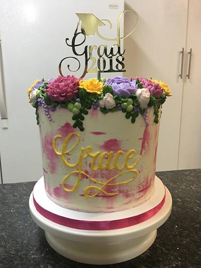 Floral Graduation Cake - Cake by Melanie Mangrum