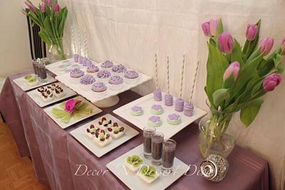 Purple Green Dessert Table  - Cake by Felien-Decor 'N Dessert Diva