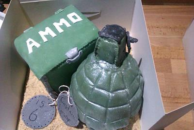 Hand grenade  - Cake by Dawn and Katherine