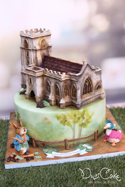 Replica Church & Peter Rabbit Christening cake - Cake by DusiCake
